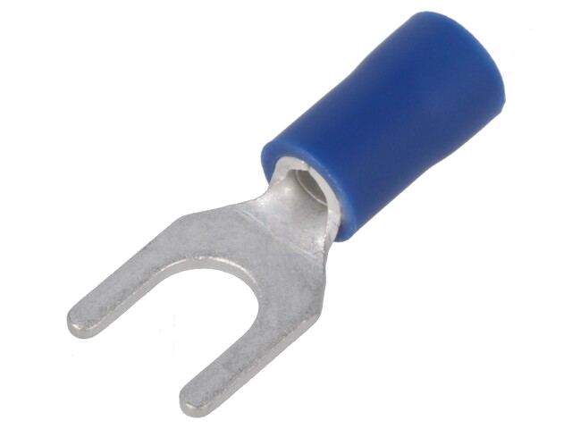 Uiteinde: vork; M5; Ø: 5,3mm; 1,5÷2,5mm2; klemmen; voor draad; blauw Uiteinde: vork; M5; Ø: 5,3mm; 1,5÷2,5mm2; klemmen; voor draad; blauw